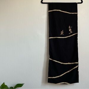 African Art Printed Black Scarf